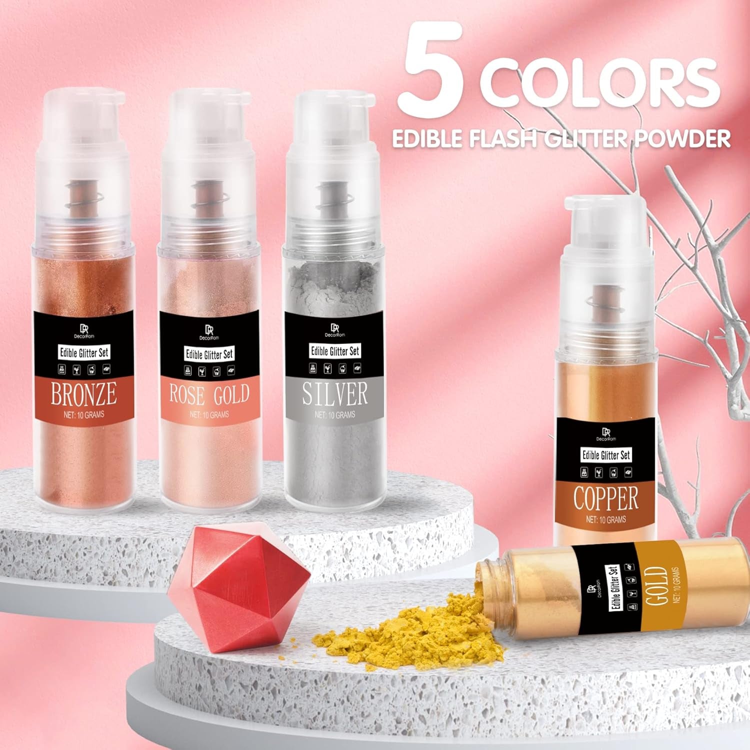 DecoRom, essbarer Glitzer, Pulver, 10 Gramm Glitter Naty Shop