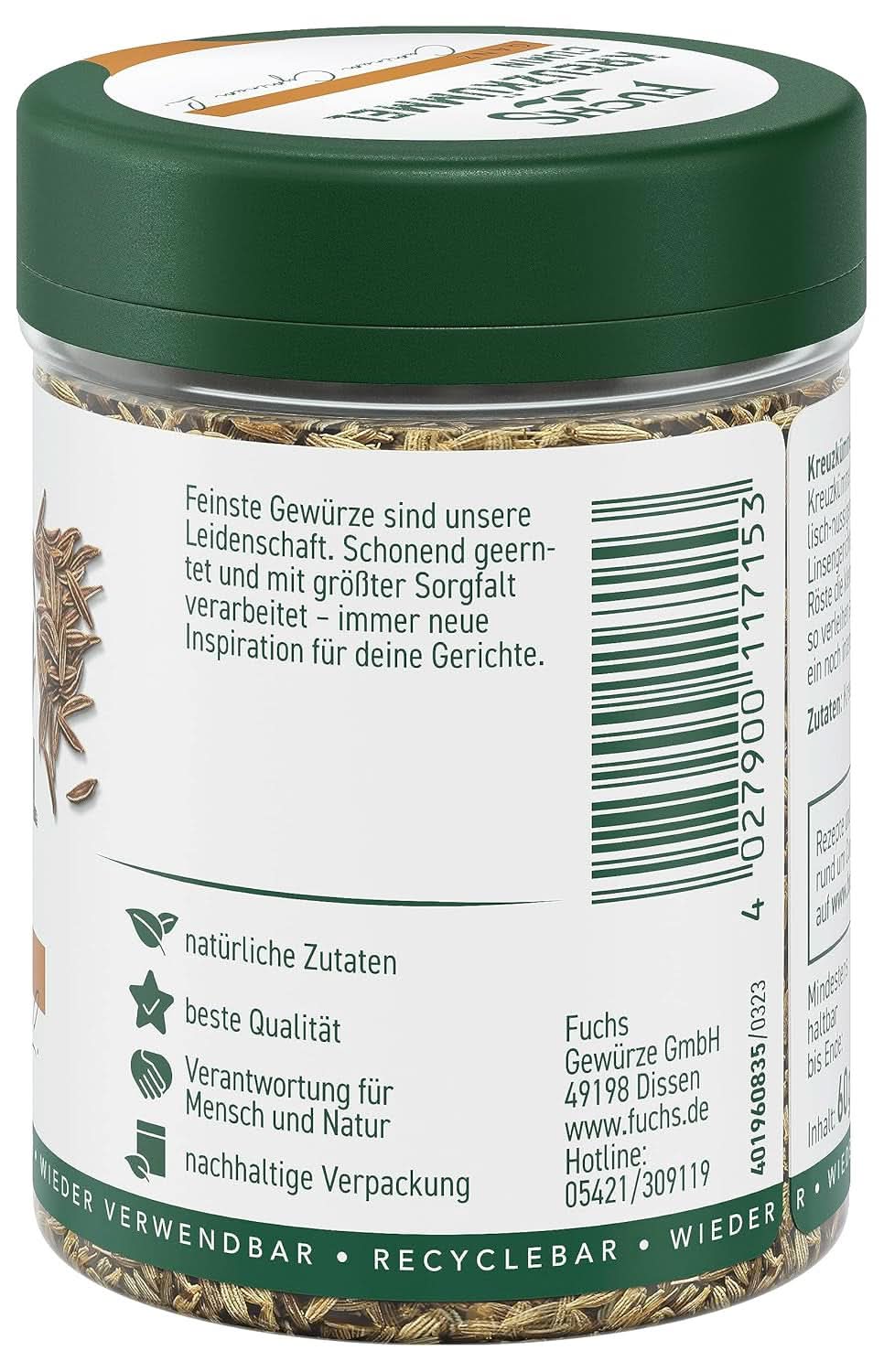 Fuchs - Ganzer Kreuzkümmel, 60 Gramm Gewürze Naty Shop