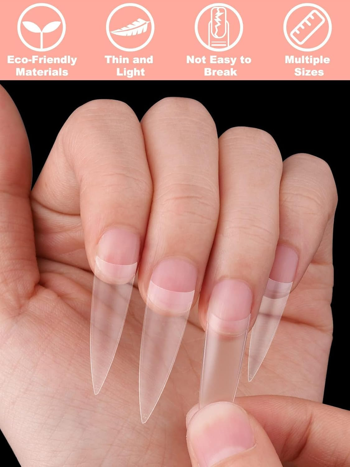 EBANKU 500 Stück künstliche gefälschte Nagelspitzen, matt, weiches Gel, klare Spitzen, künstliche Nagelspitzen für Nagelverlängerungen, falsches Nagelset, 12 Größen, A