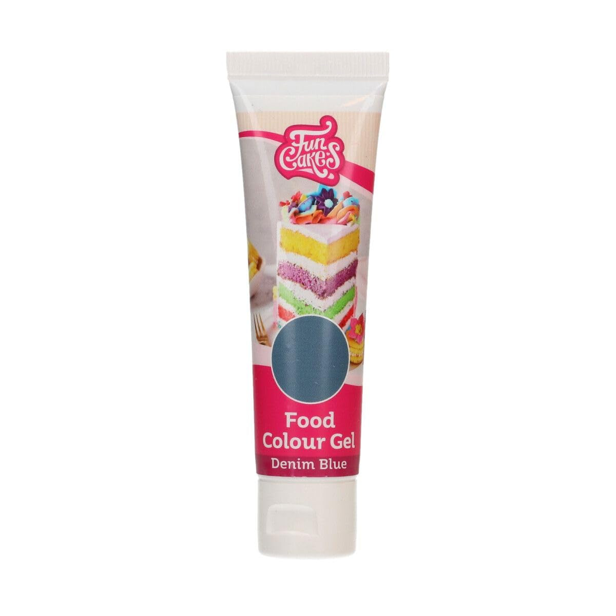 Lebensmittelfarbe Funcakes Gel Denim Blue: Hochkonzentrierte Lebensmittelfarbe für Teig, Creme, Fondant, Marzipan, Gebäck, einfache Dosierung, einzelne Tropfen für lebendige Farben, Halal, 30 g