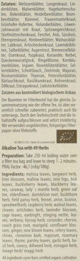 Droste-Laux Basischer Tee mit 49 Kräutern, 25 Stück (Kräutertee, Filterbeutel, Fasten- oder Diättee) 120501