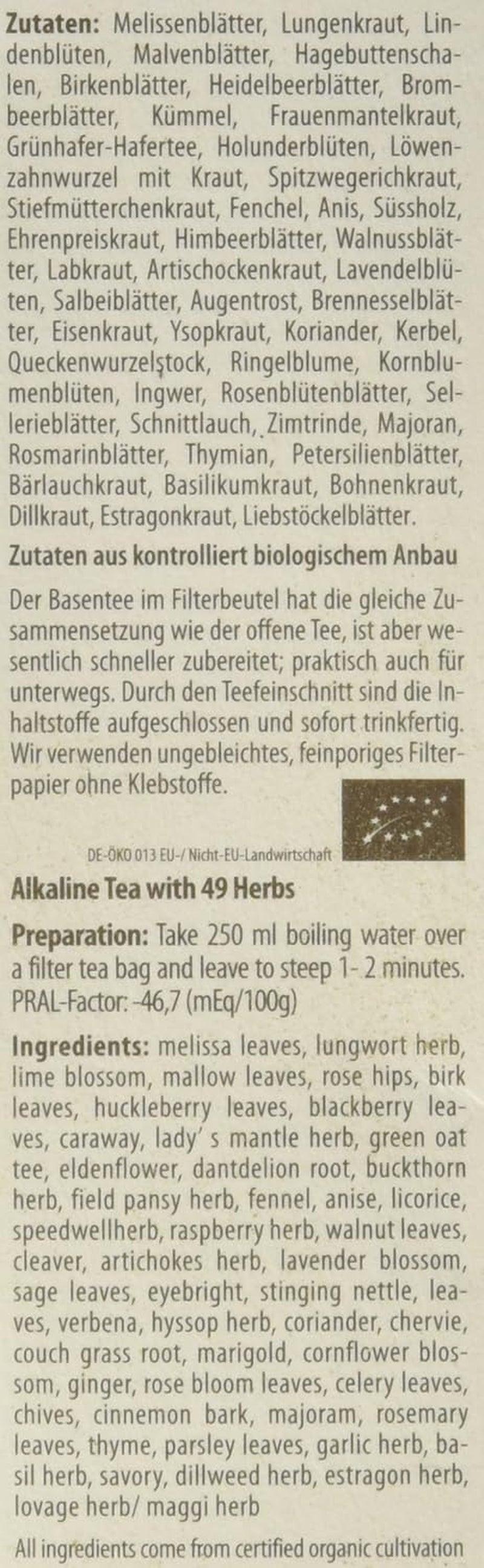 Droste-Laux Basischer Tee mit 49 Kräutern, 25 Stück (Kräutertee, Filterbeutel, Fasten- oder Diättee) 120501