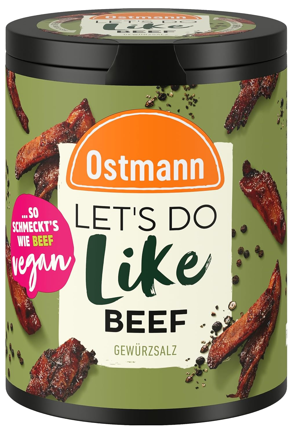 Ostmann Gewürze - Let's Do Like Beef | Rindfleisch-Geschmack für ungewürzte Fleischersatzprodukte | Gewürzsalz für Seitan, Tofu und vegetarische und vegane Gerichte | 90 g in Metalldose recyclebar