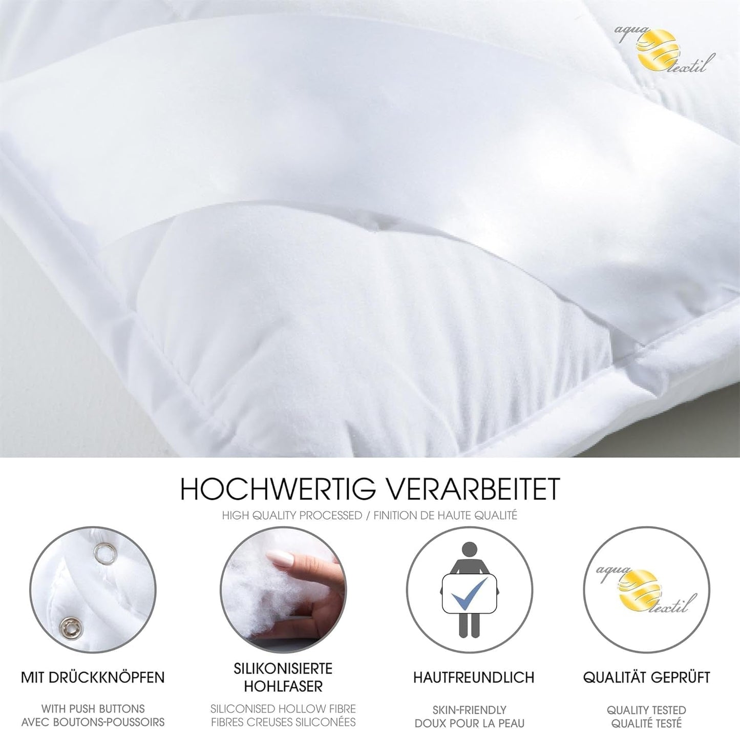Aqua-Textil 4-Jahreszeiten-Steppdecke 135 x 200 cm, zusammengeknüpfte Decken, Winter 800 g, Sommer 600 g, Klimaregulierung, Öko-Tex, Bettdecken und Steppdecken, Naty Shop