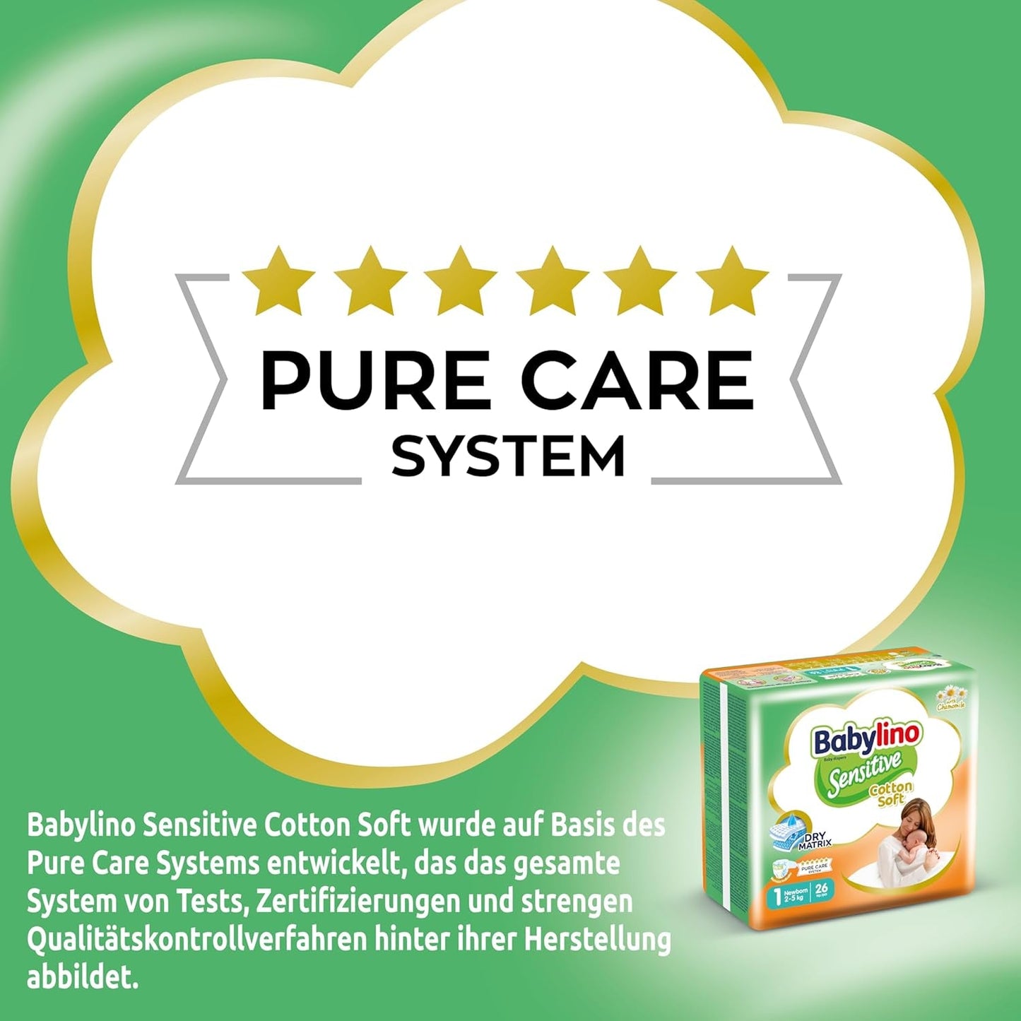 Sensitive Babywindeln, Größe 1, Neugeborene (2-5 kg), 26 Stück