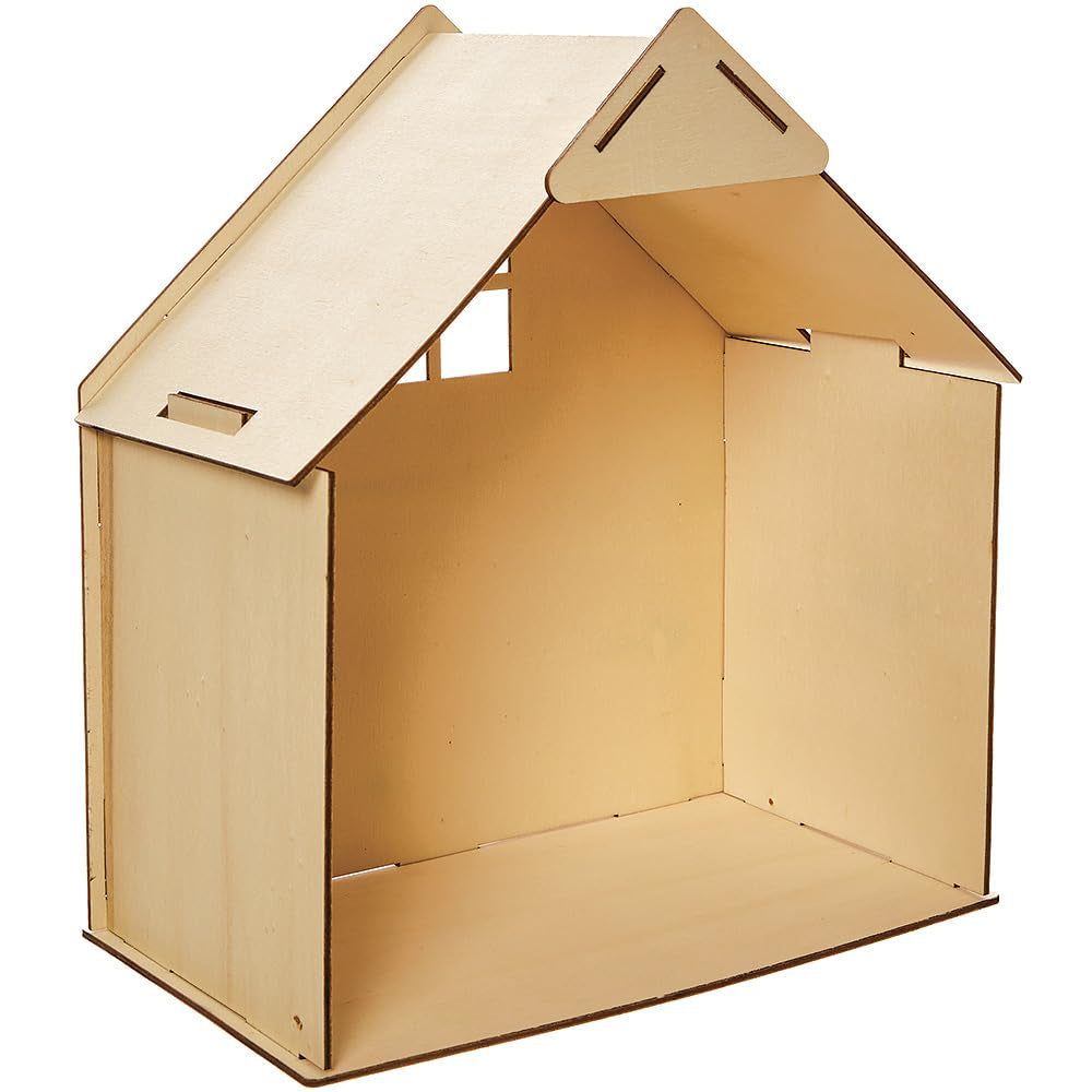 Baker Ross FN199 Puppenhaus-Bausatz aus Holz – 1er-Pack, Kinder-Puppenhaus-Bausatz, Bastelset Puppenhäuser Naty Shop