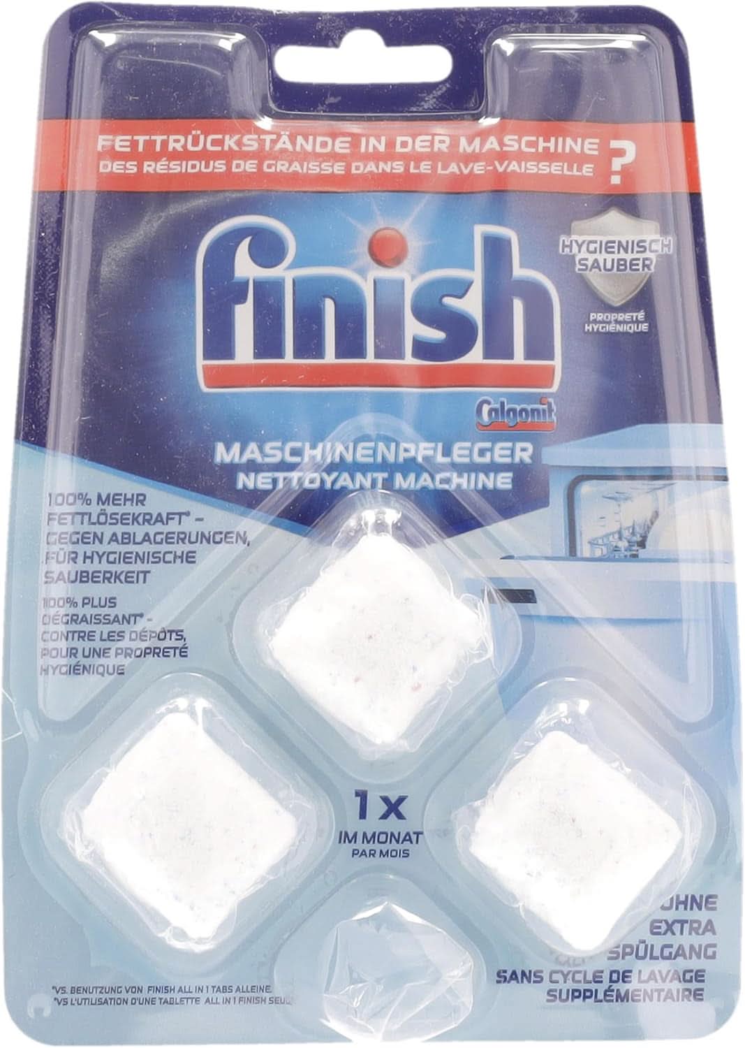 Finish Machine Cleaner Tabs – Spülmaschinentabs gegen Schmutz und Fett in der Spülmaschine, 3 Tabletten Naty Shop
