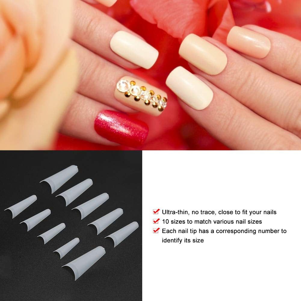 500 Stück künstliche Nagelspitzen, natürliche französische künstliche Nagelspitzen für Maniküre, L, DIY künstliche Nägel, ovales UV-Gel, Nagelzubehör für Frauen und Mädchen (natürliche Farbe)