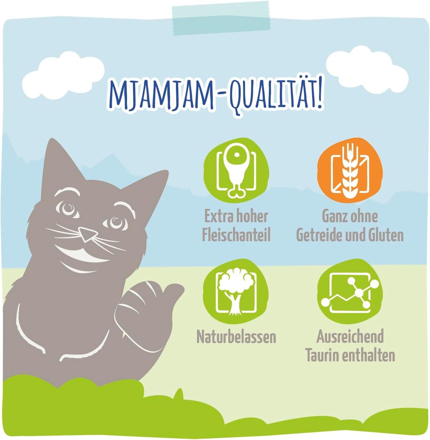 MjAMjAM – Premium Nassfutter für Katzen – Verfeinerte Forelle mit saftigem Huhn, 6er-Pack (6 x 400 g), getreidefrei