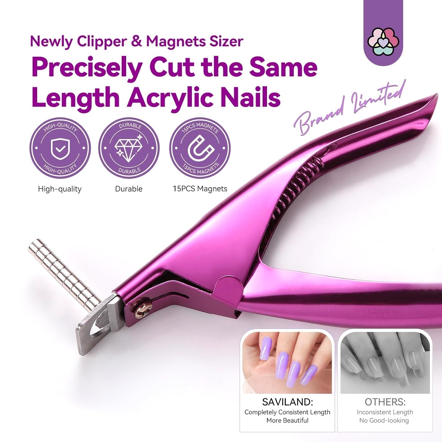 Saviland Nagel-Maniküre-Fräser, Schneider mit 15 Magneten, Gelnägel, Nageltrimmer, Maniküre-Nagelschneider für künstliche Nägel, Gelnägel, Acrylnägel, künstliche Nägel (rot rot)