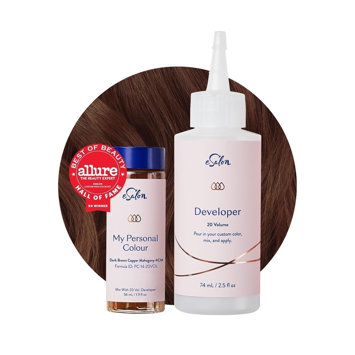 Permanentes Haarfärbeset, 100 % Grauabdeckung, Heimfärbung, 0 % Ammoniak-Haarfärbemittel, multidimensionale Haarfärbemittel, professionelle Haarfärbemittel, Naty Shop Haarfärbemittel, Dunkelbraun, Kupfer, Mahagoni, 4 cm