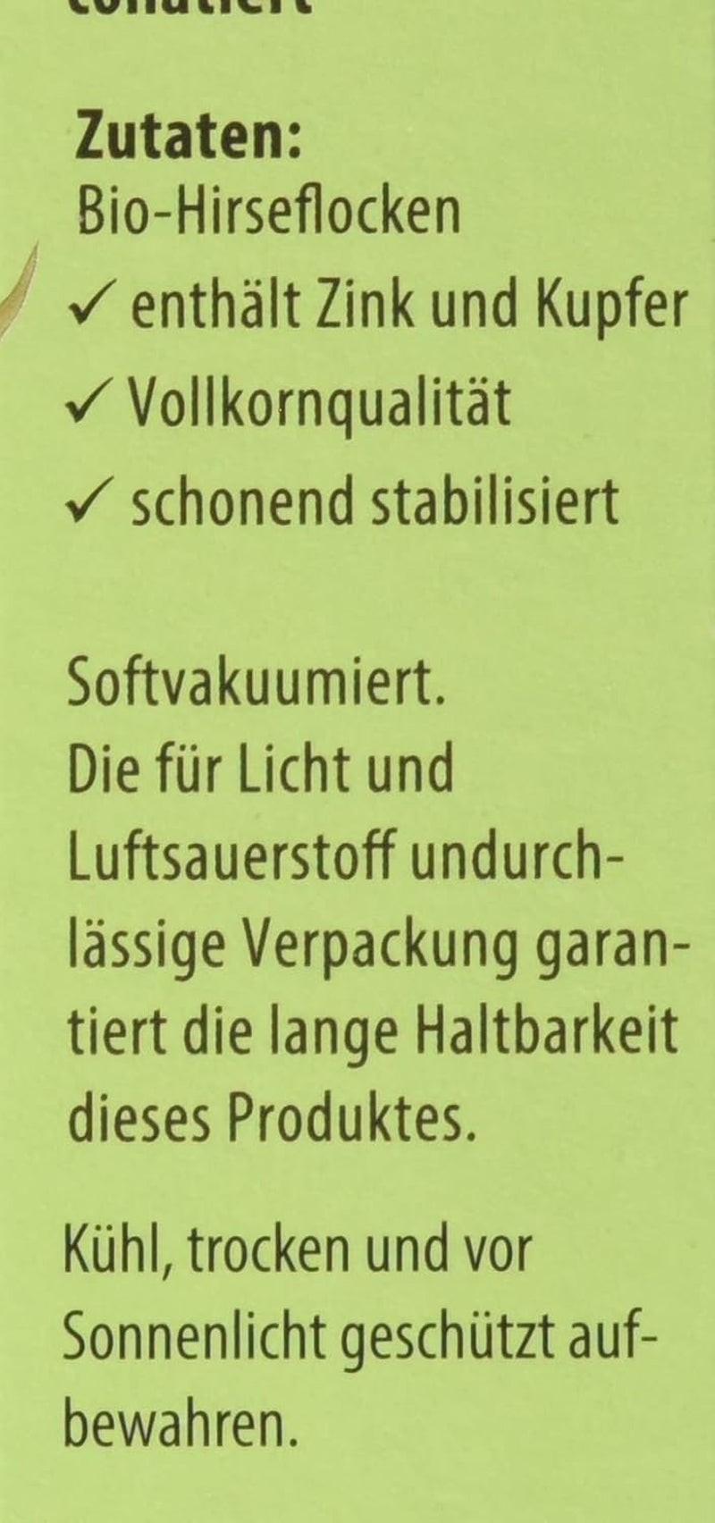 Hirse-Flocken Bio, 6er Pack (6 x 400 g) Getreide Naty Shop