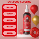 Rote Lebensmittelfarbe 120 ml, hochkonzentrierte und zuckerfreie flüssige Lebensmittelfarbe zum Backen, Kuchen, Makronen, Glasur, Fondant, Kekse, Donuts