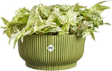 elho Vibes Fold Bowl 25 – Blumentöpfe für den Innenbereich – 100 % recycelter Kunststoff – Ø 24,9 x H 12,1 cm – Grün/Ferngrün