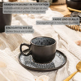 SANGER Sydney | Espressotassen-Set aus Keramik, 12 Stück, Mokkatassen-Set für 6 Personen, Tassen und Untertassen, spülmaschinen- und mikrowellengeeignet, dunkelgrau, 80 ml | DIE VALUE-KOLLEKTION