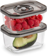 Caso Vacu OneTouch Eco Set, manuelles Vakuumiergerät, inklusive 3 Glas-Vakuumbehälter und VacuBoxx Eco-Duo S – Vakuum-Frischebehälter / 2 Behälter mit je 500 ml Frischhaltedosen Naty Shop