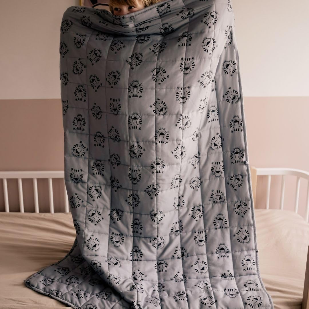 Beschwerte Babydecke | 3,5 kg | 100X150Cm | Therapiedecke | Gewichtsdecken | Schwere Decke (blaues Tigergesicht, 3,5 kg – 100 x 150 cm) BLENKZ Betten und Decken.