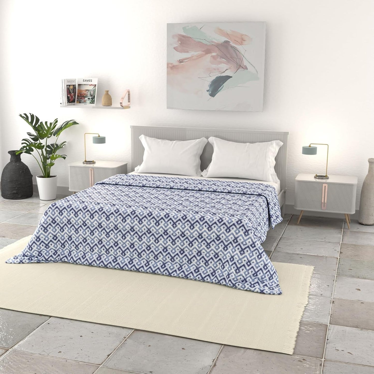 Italienische Bettwäsche, einfache Sommerdecke, bedruckte Mikrofaser, 250 x 240 cm, Rombi Tagesdecken und Steppdecken Naty Shop Rombi 250 x 240 cm