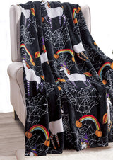 Elegant Comfort Leichte Halloween-Themendecke, weich, gemütlich und plüschig, perfekt zum Entspannen in dieser gruseligen Jahreszeit, 127 x 152,4 cm, Skull and Bones-Betten und -Bezüge Elegant Comfort Unicorn Black 50 x 60