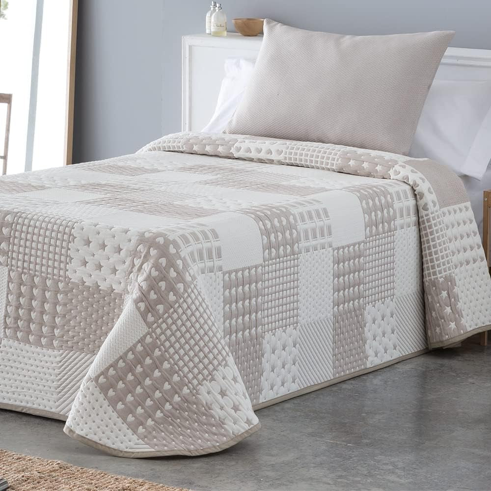 VIALMAN Colcha Bouti Ligera Tagesdecke Sofia 21, Polyester-Baumwolle, Beige, Cama 150: 250 x 270 cm Betten und Decken Besuchen Sie den VIALMAN-Store