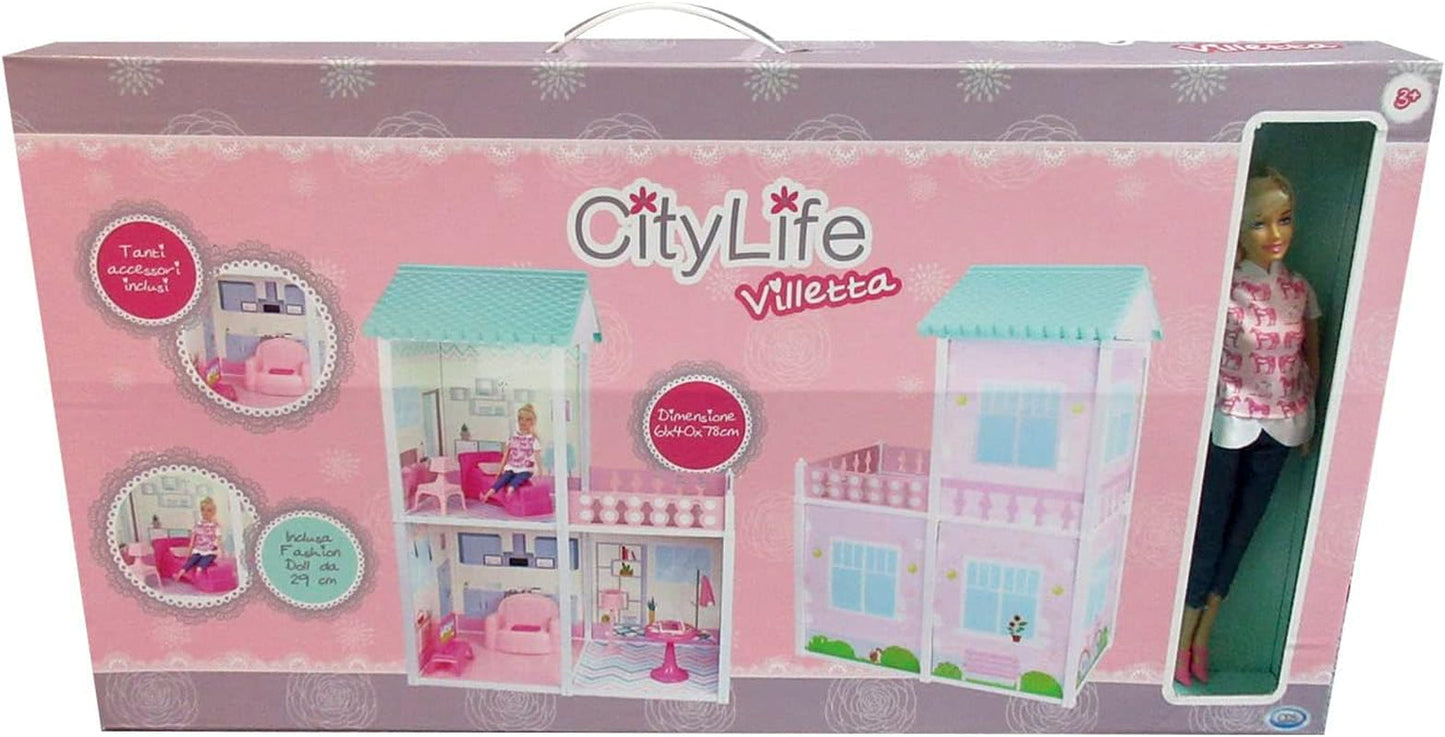 City Life - Villetta mit 3 Räumen und Zubehör Größe Spielset montiert 61 x 40 x 78 cm