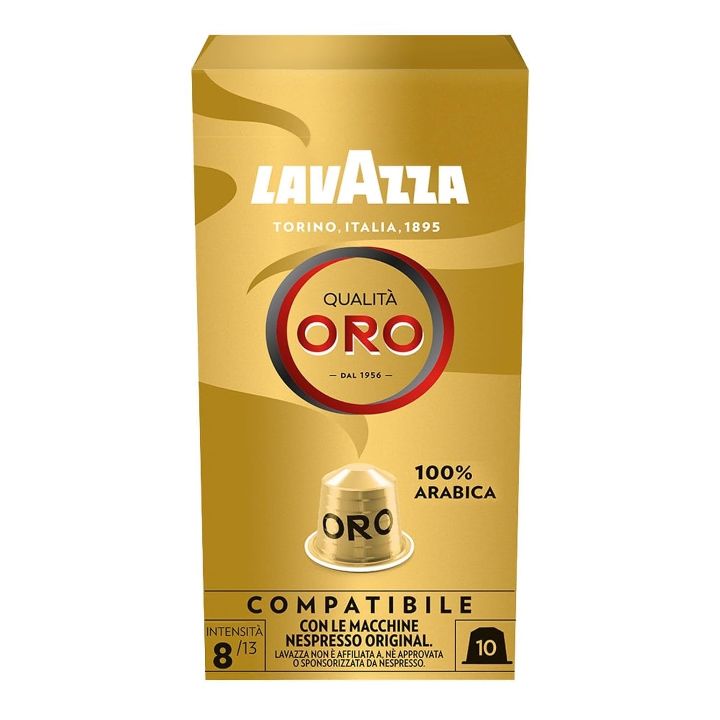 Lavazza Qualità Oro, Arabica-Bohnen mit fruchtig-blumigem Geschmack, 10 Kapseln, Nespresso kompatibel
