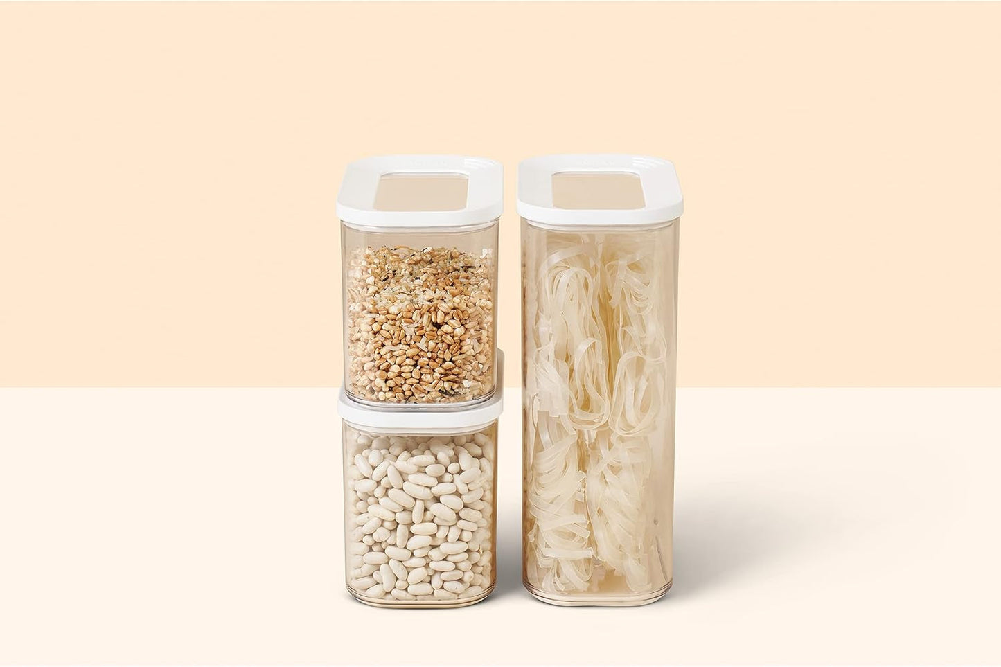 Mepal Set mit 3 Vorratsgläsern mit Deckel – rechteckiger Lebensmittelbehälter – Küchen-Organizer aus Kunststoff – luftdichter Vorratsbehälter – 1 x 2000 ml und 2 x 1000 ml – weiße Lebensmittel-Aufbewahrungsboxen Naty Shop