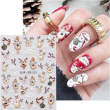 JMEOWIO 3D Nagelsticker Weihnachten Nail Art Sticker Selbstklebend Nagelaufkleber 5D Stereoskopisch Schneeflocke Xmas Winterurlaub Niedliche Dekoration Nageldesign Zubehör 4 Blatt