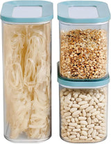 Mepal Set mit 3 Vorratsgläsern mit Deckel – rechteckiger Lebensmittelbehälter – Küchen-Organizer aus Kunststoff – luftdichter Vorratsbehälter – 1 x 2000 ml und 2 x 1000 ml – weiße Frischhaltedosen Naty Shop Nordic Green 3-teiliges Set