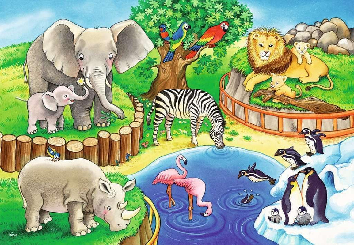 Ravensburger Puzzle für Kinder – 07602 Tiere im Zoo – Puzzle für Kinder ab 3 Jahren, mit 2X12 Teilen Puzzle Naty Shop