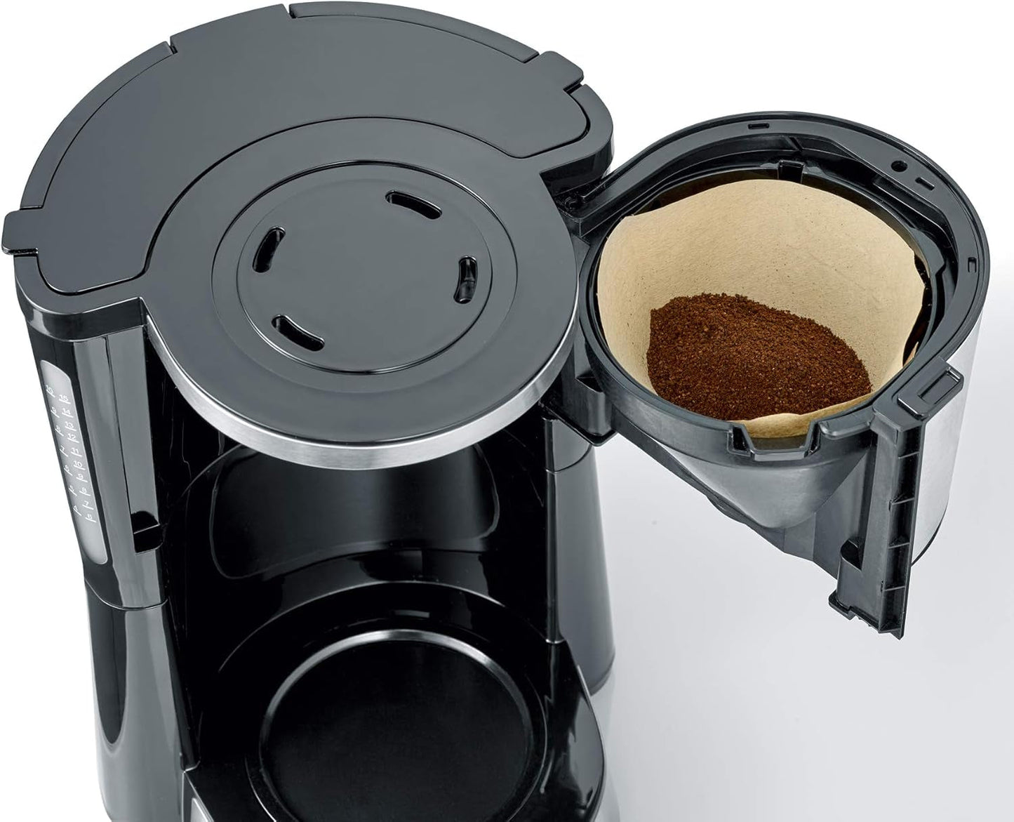 SEVERIN „TypeSwitch“ Espressomaschine mit Thermokaraffe, AromaSwitch zur Wahl zwischen 2 Brühprofilen, Kaffeemaschine für bis zu 10 Tassen, 1000W, Edelstahl gebürstet-schwarz, KA 4845