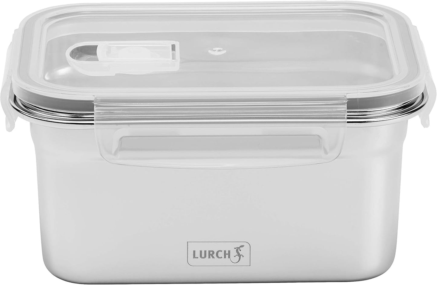 Lurch 240895 Lunchbox, hochwertige Sicherheits-/Aufbewahrungsbox aus Edelstahl mit BPA-freiem Kunststoffdeckel, 2000 ml, durchsichtige Lebensmittelaufbewahrungsboxen Naty Shop 1000 ml