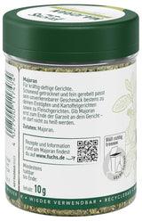 Fuchs Gewürze - Majoran gerebelt - zum Würzen von Kartoffelgerichten, Fleischgerichten oder Eintöpfen - natürliche Zutaten - 10 g in wiederverwendbarer, recyclebarer Dose