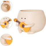 Blumentöpfe mit Smiley-Gesicht, niedlicher Harzkopf, Perlenkette, Blumentopf, einzigartige Gitarre, für drinnen und draußen, saftiger Blumentopf, Geschenkidee für Mama