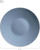 MÄSER 931844 Serie Elissa, modernes Geschirrset für 6 Personen, blau mit weißem Rand, 24-teiliges Kombi-Set, Keramik