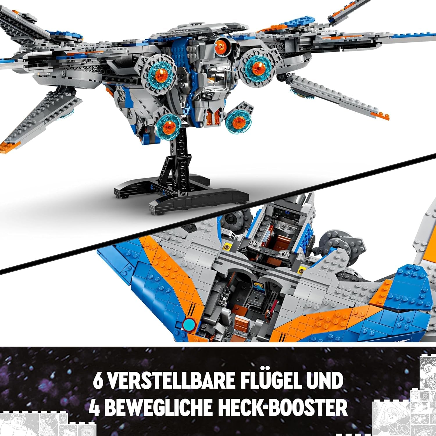 LEGO Marvel Guardians of the Galaxy: Das Milano Building Raumschiffmodell mit 4 Superhelden-Minifiguren Avengers Flyer für Weltraumabenteuer Geschenk für Jungen und Mädchen 76286 Bausets Beuche the LEGO-Store
