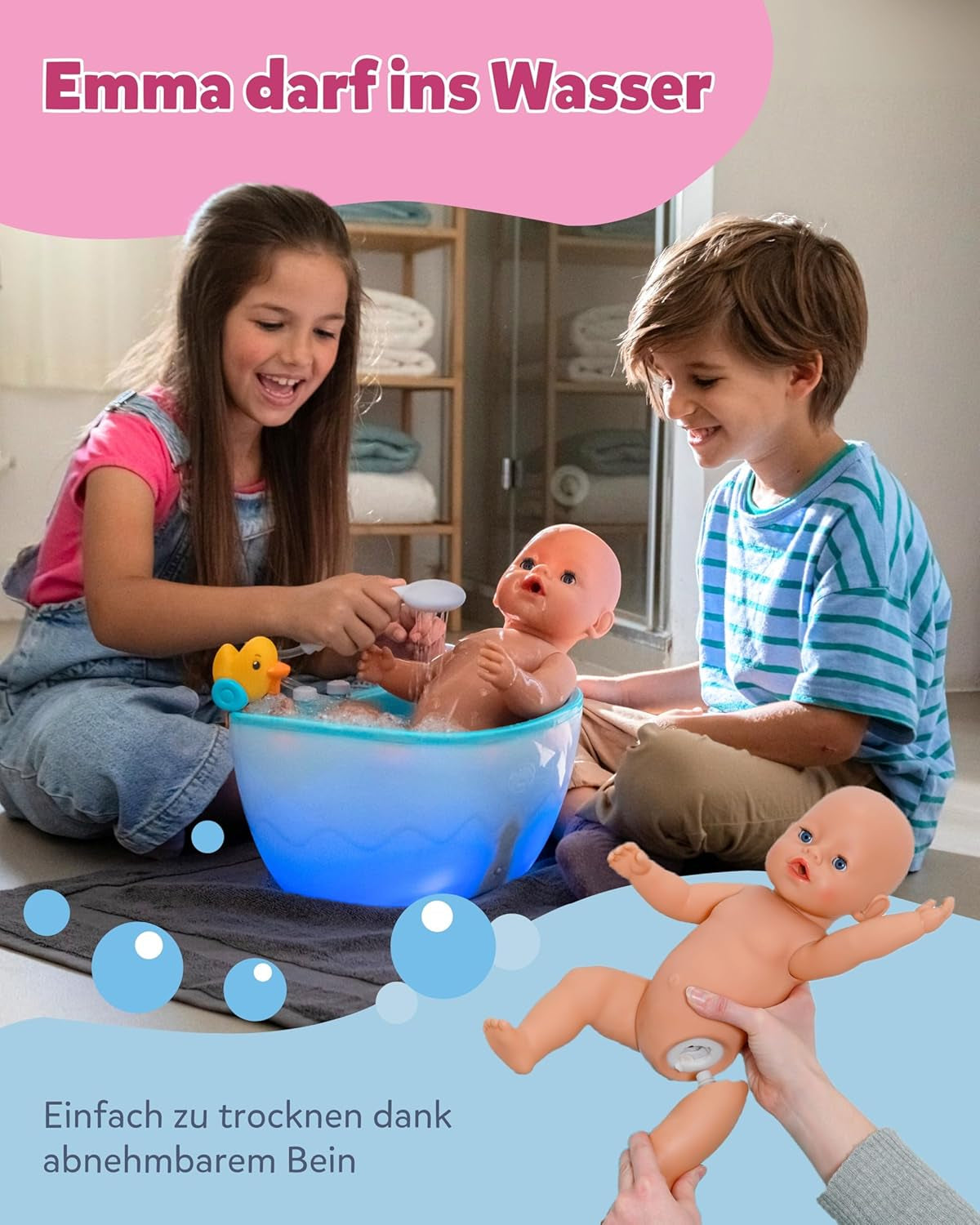 BABY Born Emma im Dschungel-Stil – Puppe 43 cm groß – 10 Funktionen. Inklusive Zubehör und Kleid in Unisex-Farben – Funktioniert ohne Batterien – Geeignet für Kinder ab 3 Jahren. Naty Shop Dolls