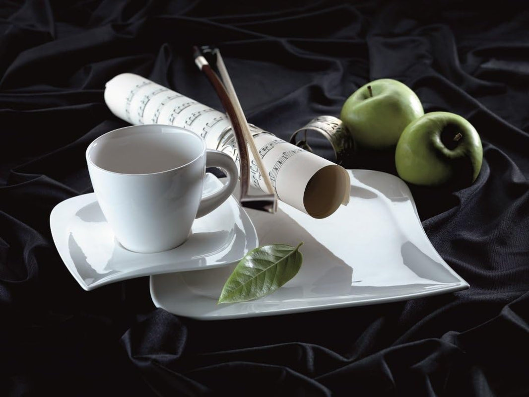Verso de Mäser, Serie La Musica, 18-teiliges Kaffeeservice, Porzellan-Geschirrset für 6 Personen, 921172, Weiß