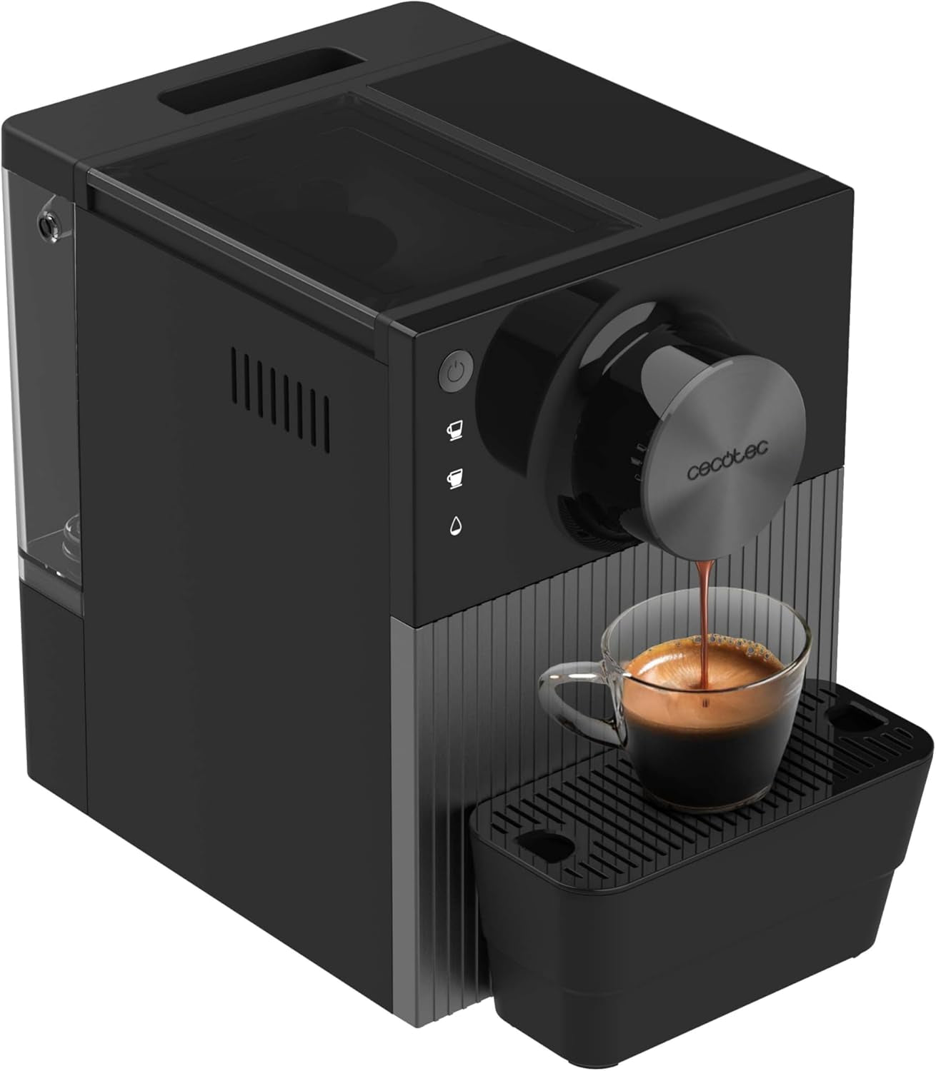 Cecotec Cremmaet Cube Kompakt-Espressomaschine, 1350 W, Presssystem 10 g, Vorinfusionssystem, 19 bar, Thermoblock-System, 5 Mahleinstellungen, Touch-Bedienfeld