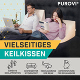 Keilkissen für Bett und Sofa – Ideal als Lesekissen, Rücken im Bett oder zum Hochlegen der Beine – Formstabiler Schaumstoff – Bezug waschbar