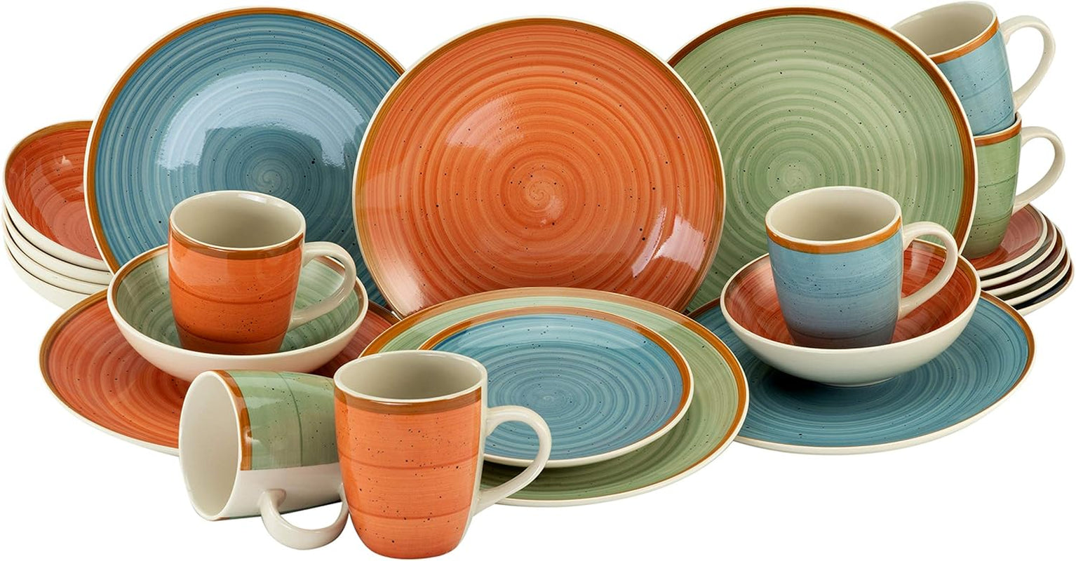 CreaTable, 22851, Serie COUNTRY, 24-teiliges Tafelservice für 6 Personen, Kombinationsservice aus Porzellan, spülmaschinen- und mikrowellengeeignet, hochwertige Herstellung