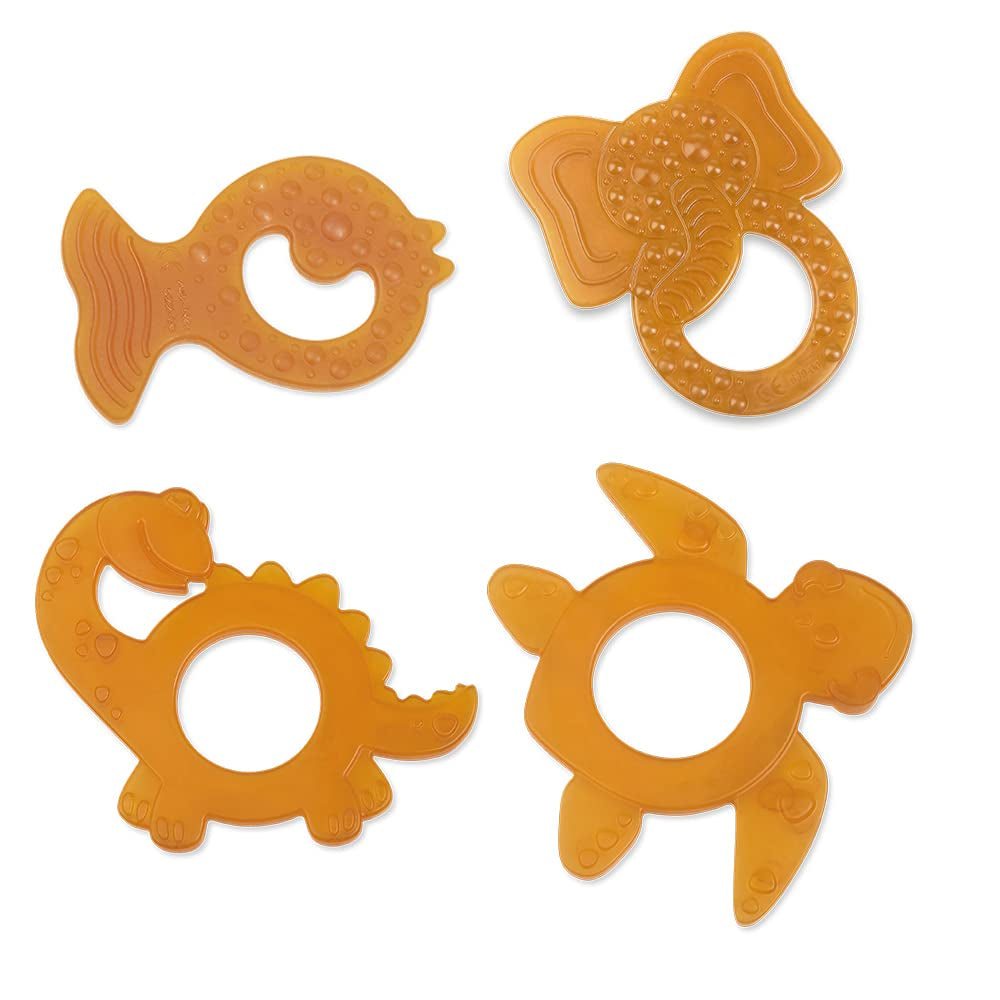 GRÜNSPECHT Beißring aus Bio-Naturkautschuk für zahnende Babys, massiert das Zahnfleisch, BPA-frei, weich, fördert die Feinmotorik, Schildkröte (639-V2), braun