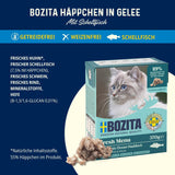 Bozita Tetra Nassfutter mit Schellfisch in Gelee – 6 x 370 g getreidefrei, ohne Zuckerzusatz und gentechnikfreies Katzenfutter – ausgewogen, lecker, mit 7,5 % Protein und 5 % Fett
