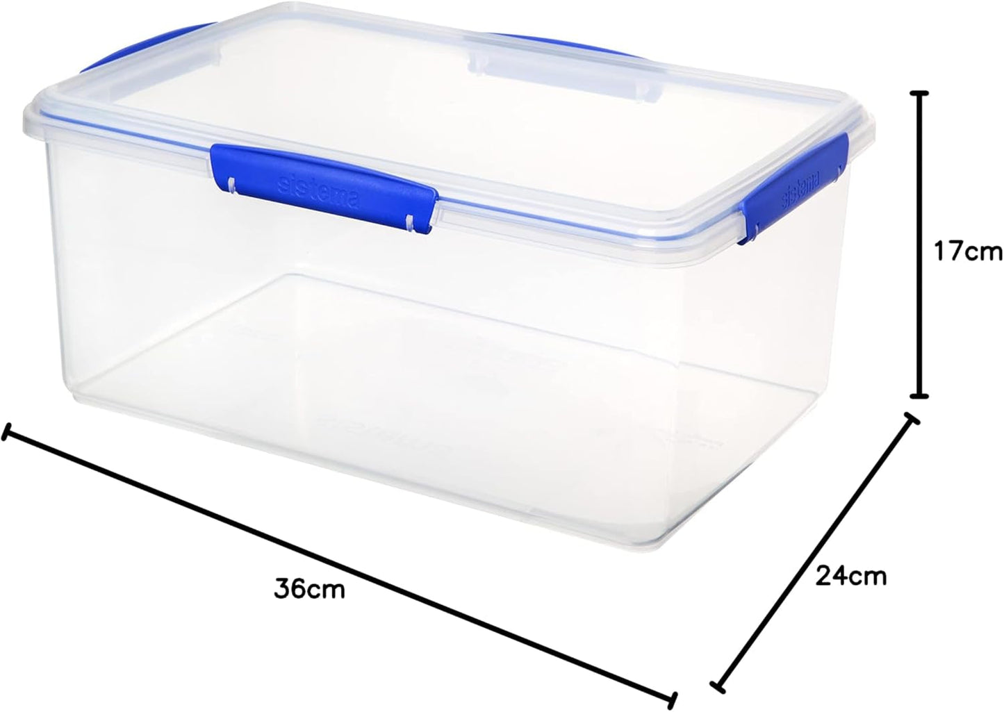 Glas zur Aufbewahrung von Lebensmitteln KLIP IT System | 9,67 l | stapelbares und luftdichtes Vorratsglas mit Deckel, geeignet für Kühl-/Gefrierschrank | BPA-freier Kunststoff | blaue Klammern | 1 Stück (4er-Pack) Naty Shop Lebensmittelaufbewahrungsboxen