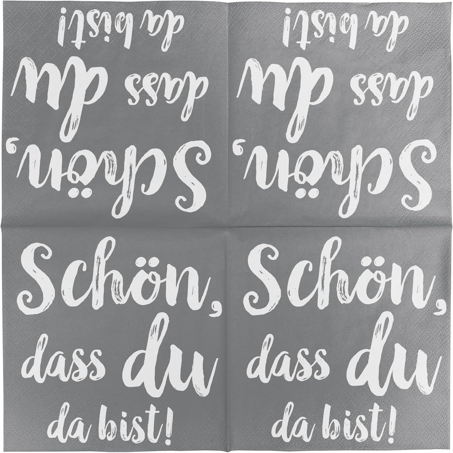HEKU Cocktailservietten „Schön Dass Du Da Bist“, 3-lagig, 25X25Cm, 150 Stück I Elegantes Design I Ideal für Feiern I Praktisch verpackt