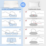 PHYSEN Orthopädisches Kissen, Nackenkissen, Nackenstützkissen, Memory-Schaum-Kissen, ergonomisches Nackenschmerzkissen, Schlafkissen, Anti-Schnarch-Kissen für Seiten, Rücken und Bauch (62 x 34 x 11,6,5 cm). Orthopädische Halskissen von Naty Shop