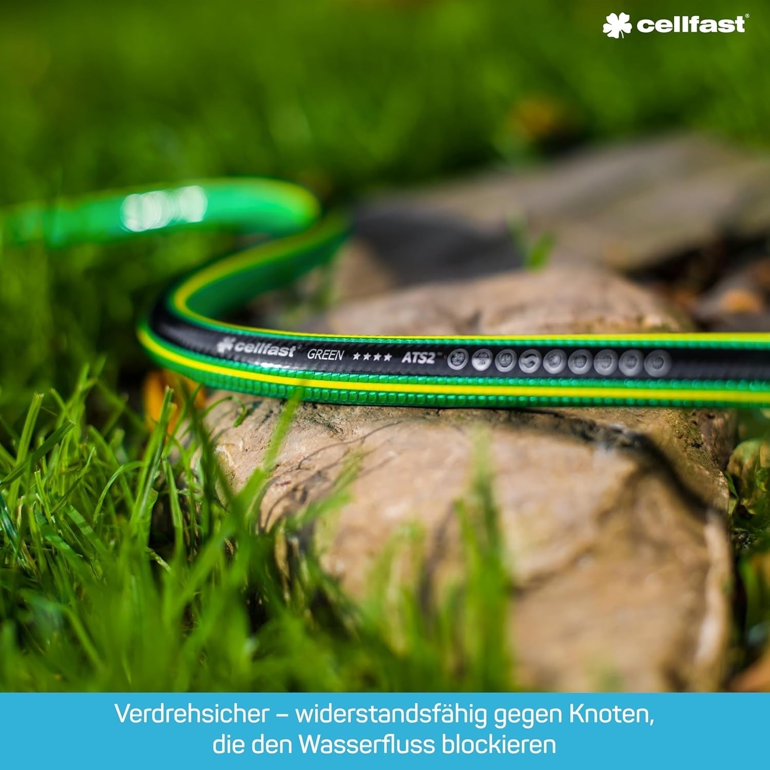 CELLFAST Gartenschlauch, 5-lagiger Wasserschlauch, doppelt geflochten, grenzüberschreitender Bewässerungsschlauch, UV-beständig, Anti-Algen, flexibel, 30 bar, 3,4 Zoll, 50 Meter, Grün