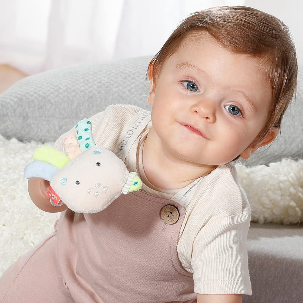 Fehn Oktopus Spielzeug Ringglocke – Rasseln, Quietschen, Fühlmotorikspielzeug – Plüschtier für Babys mit weichem Stoff – Spielzeug für Babys und Kleinkinder ab 0+ Monaten Babyspielzeug Naty Shop