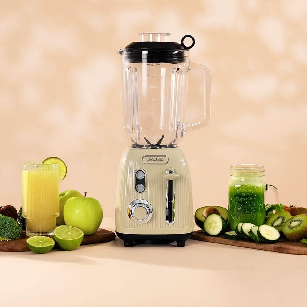 Cecotec Standmixer Retro Power Schwarz Titan Retrogrün. 1200W Maximale Leistung, 2 Geschwindigkeiten, 4-Klingen-Messer Mit Schwarzer Titanbeschichtung Und 1,5L Krug, Vintage-Design in Grün Kitchen Naty Shop