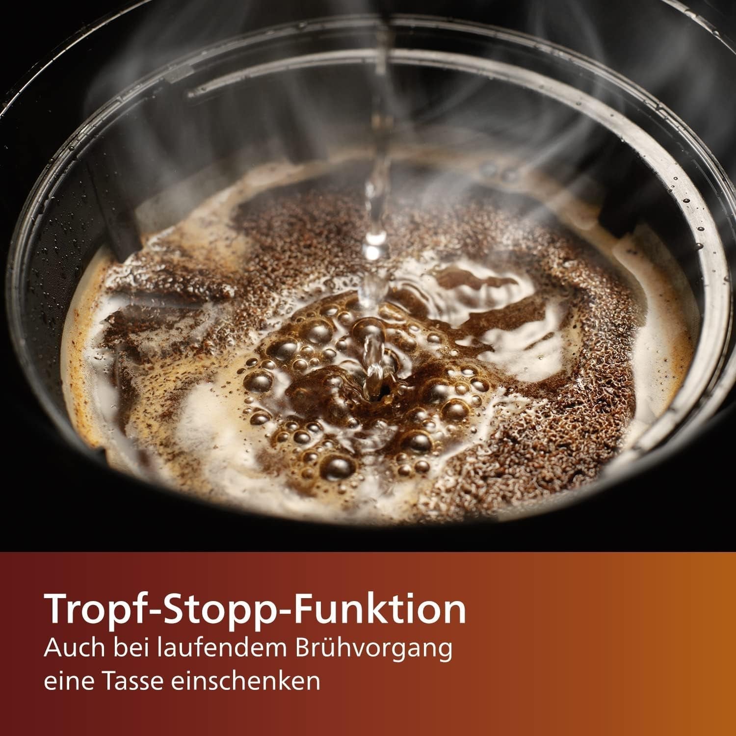 PHILIPS Café Gaia Filter-Espressomaschine – Edelstahl-Thermoskaraffe, Anti-Tropf-System, intensives Aroma, automatische Abschaltung, 1300 ml, Schwarz (HD7546/20)